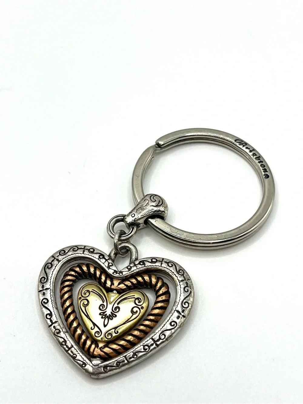 Brighton Two-Tone Heart Keyring in Silver and Gold Plated